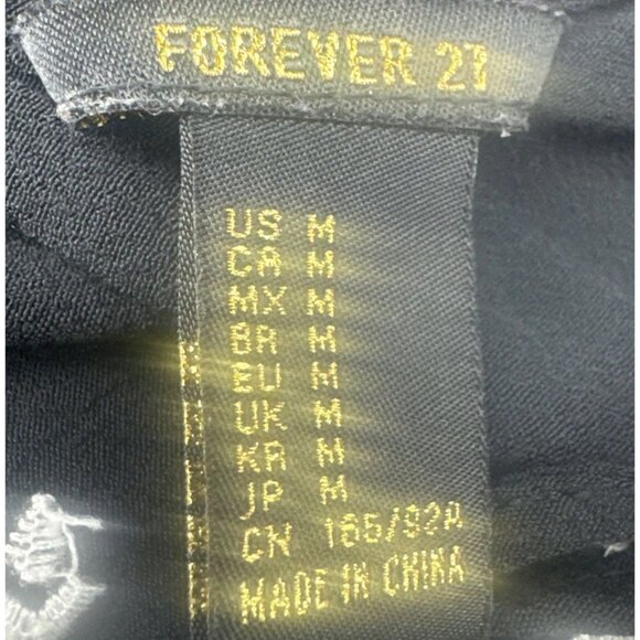 Boho Womens Black White Embroidered Tie Back Top Sz M Festival Peasant Hippie - Picture 9 of 9